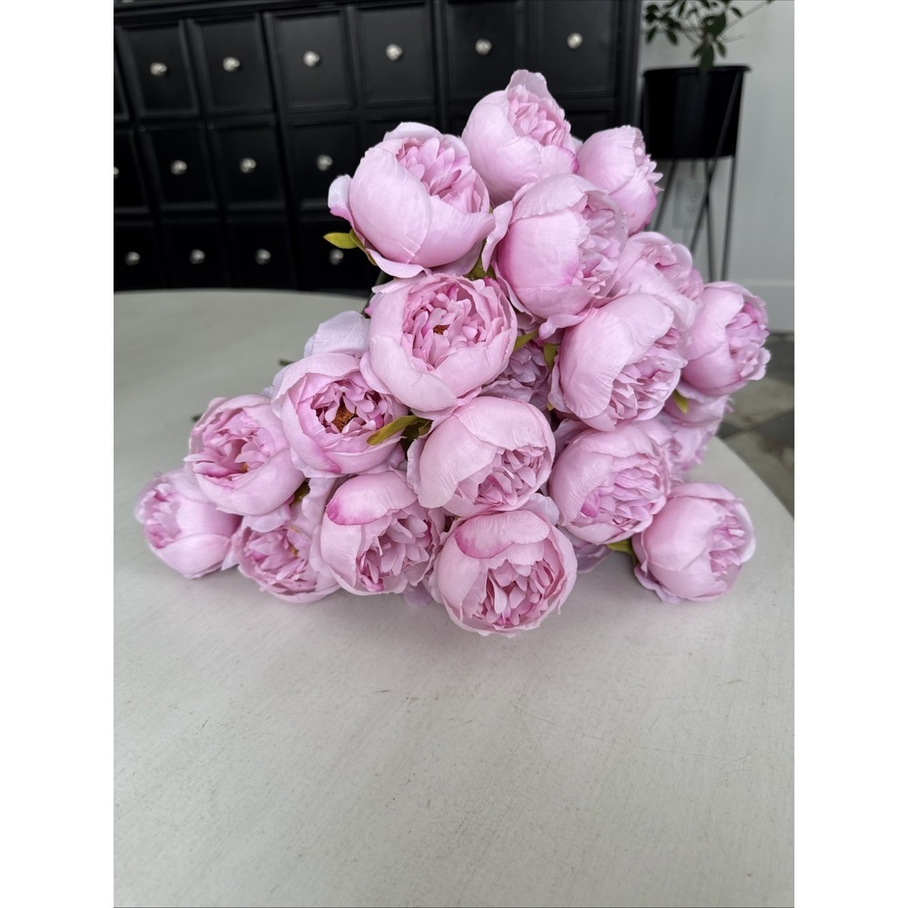Rose Pink Peony Artificial Flowers Silk Bouquet 35 Heads - Faux Flowers - Picture 2 of 6